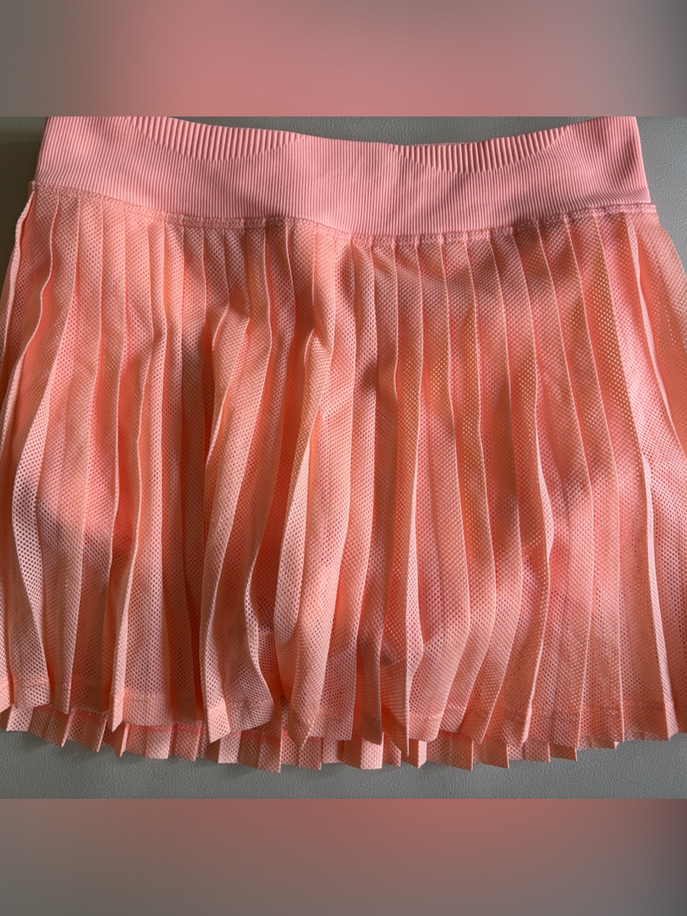 Free People movement Pleated Mesh Mini Skirt in Coral Pink
